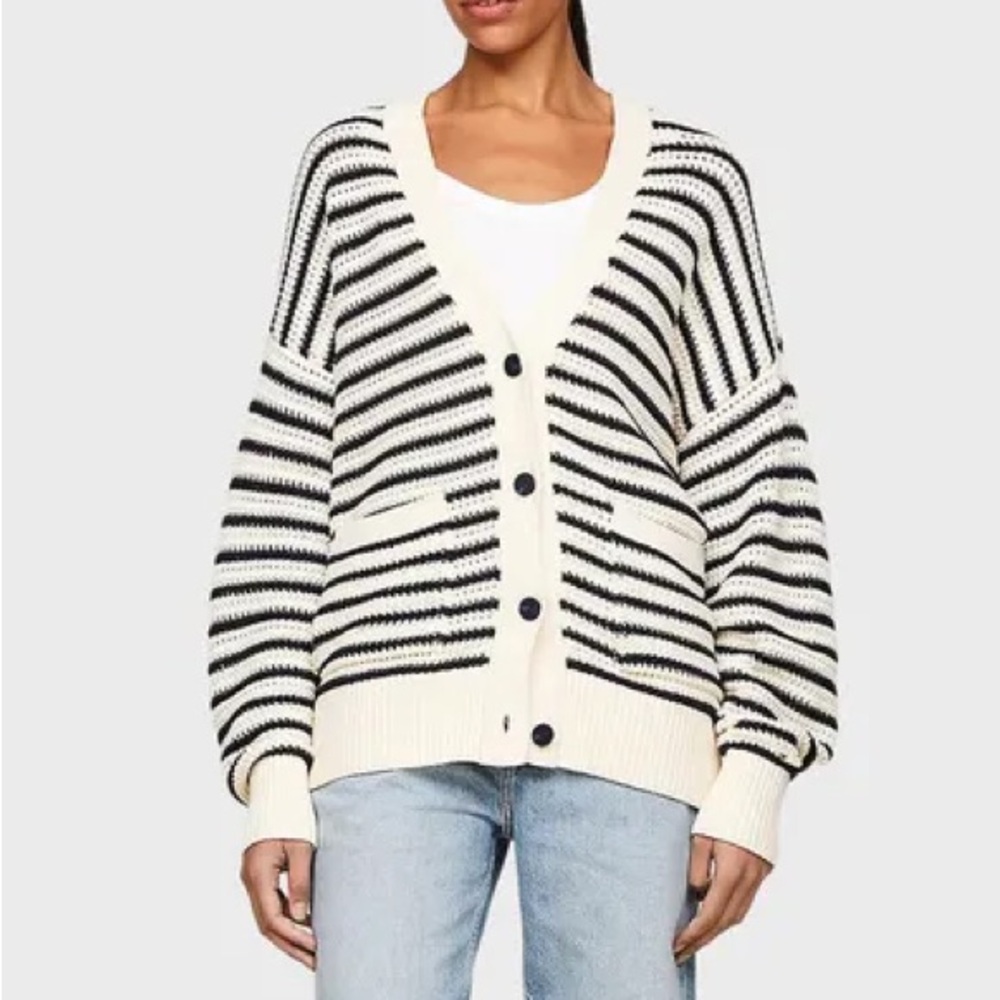 Tommy Hilfiger Black and White Striped Cardigan